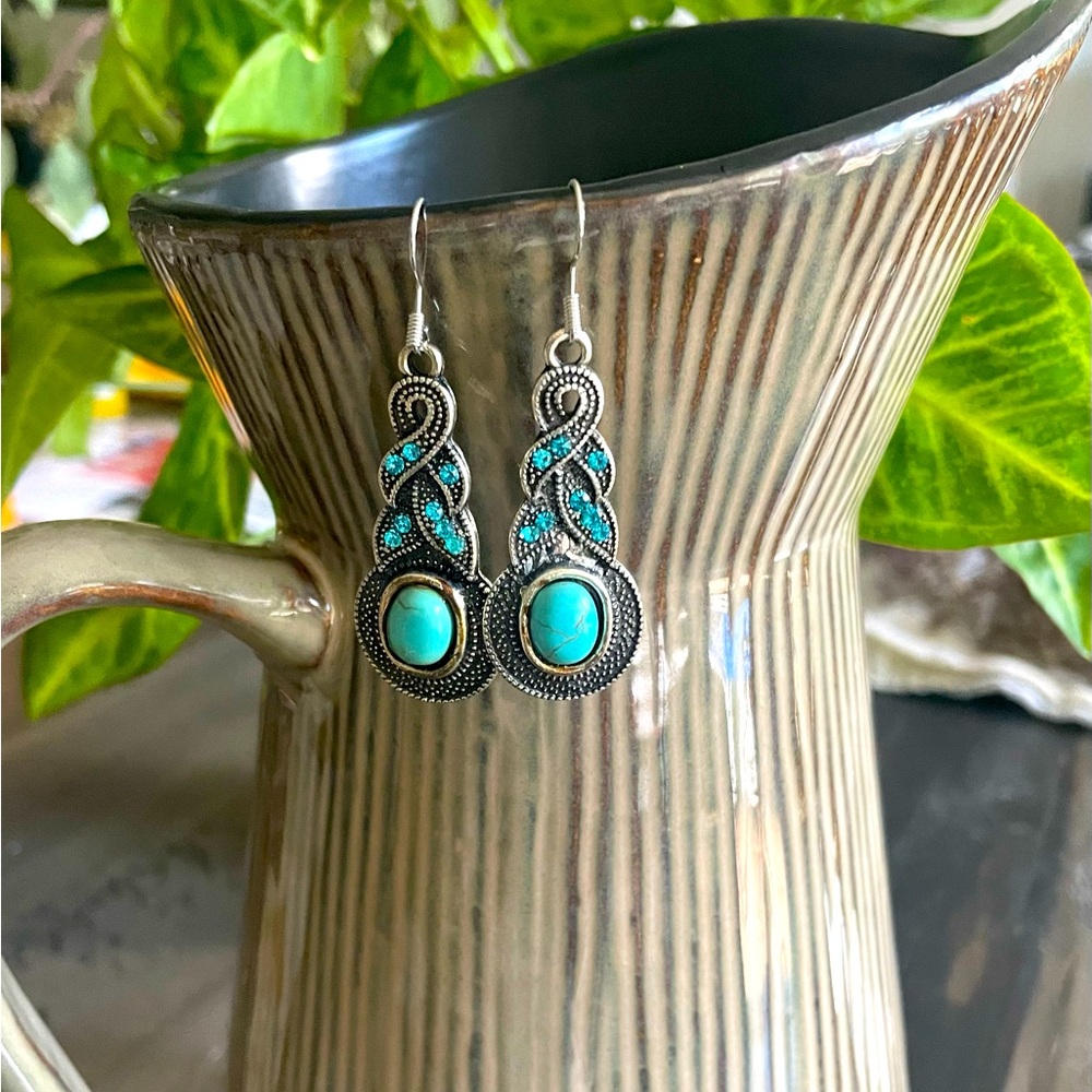 Turquoise Silver Dangle Earrings